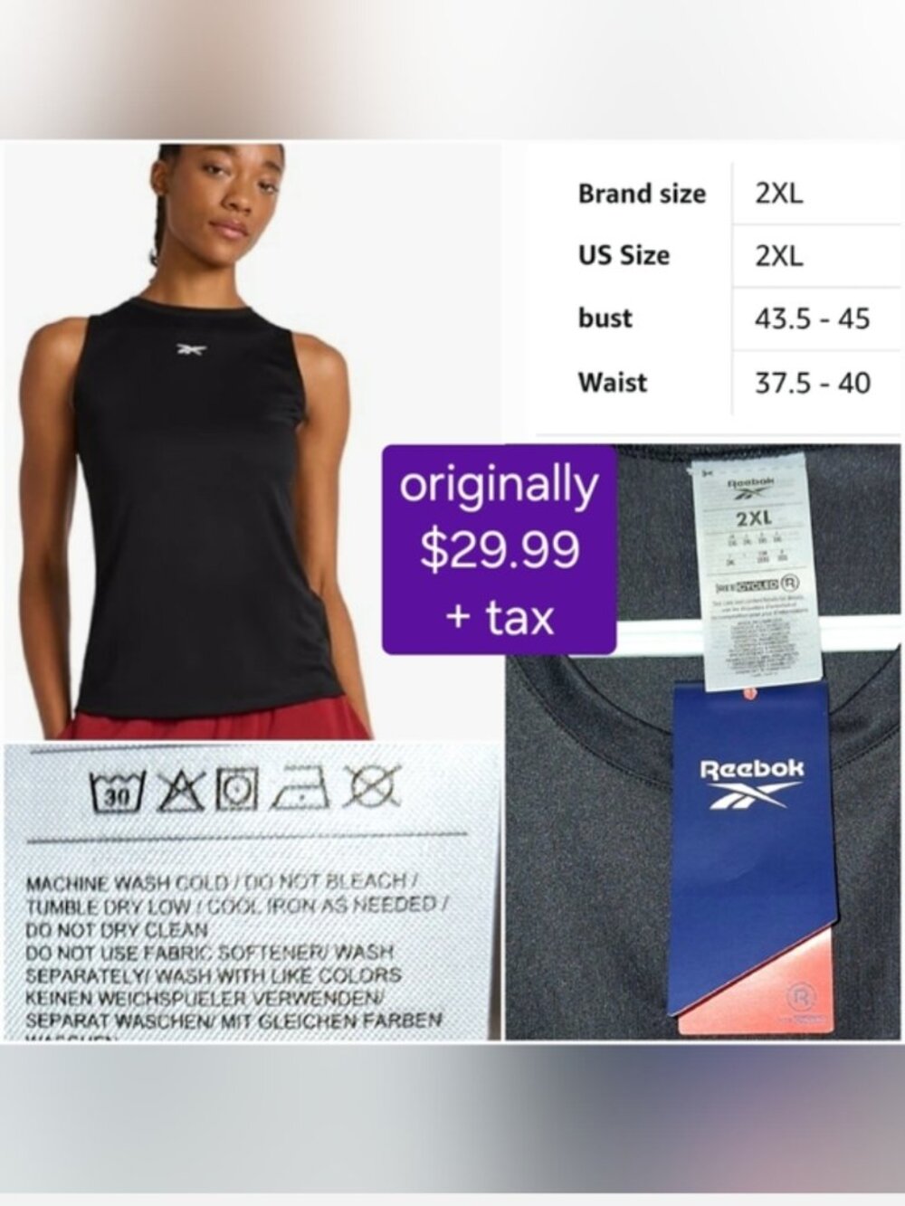 Reebok dry fit tank size 2XL - NWT - Picture 9 of 16